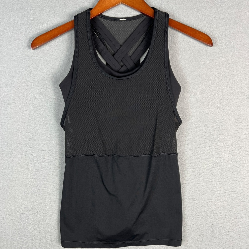 Lululemon Fast As Light 2-In-1 Tank Top Womans Size 4 Mesh Padded Sports Bra